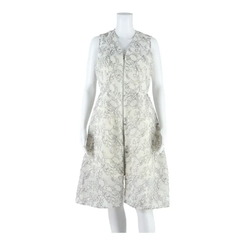Whistles Womens A-Line Dress Cream Floral Sleeveless Midi Uk 12 1