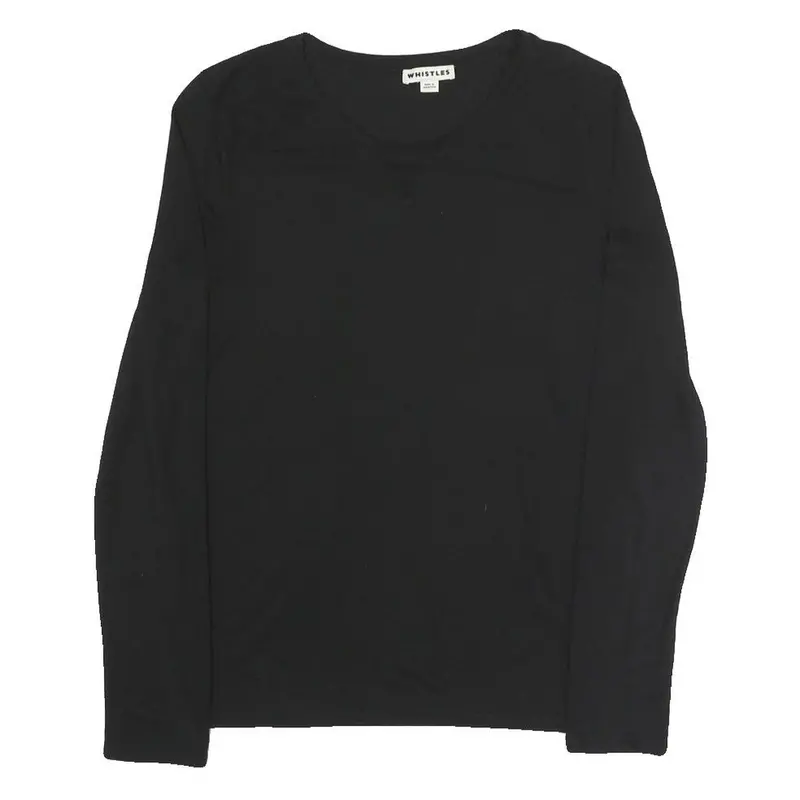 Whistles Womens Black Long Sleeve Crew Neck T-Shirt Size S Cotton Blend Simple 1
