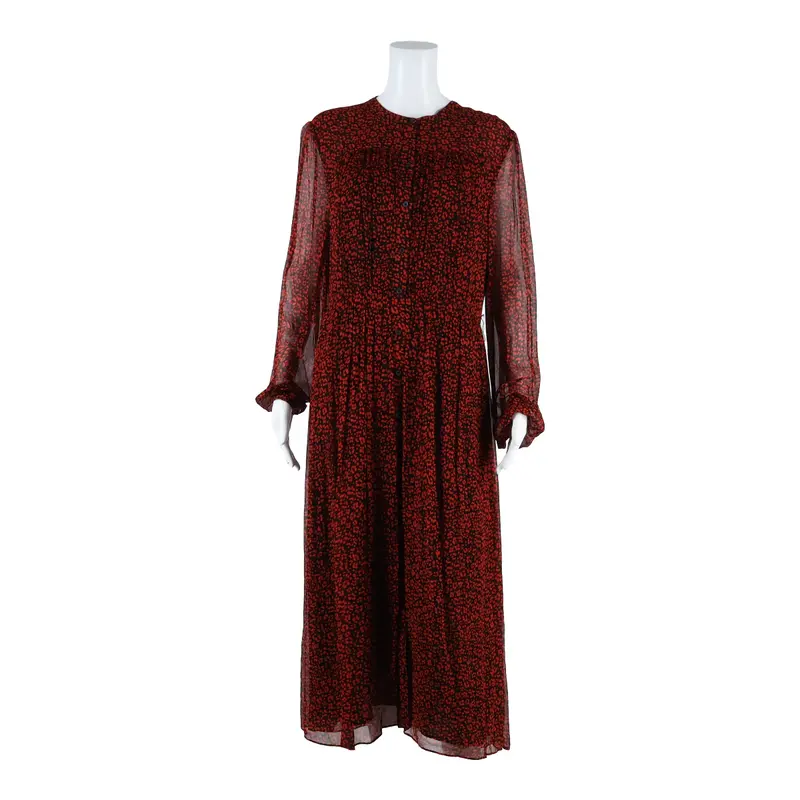 Whistles Womens Tea Dress Red Viscose Spotted Long Sleeve Long Uk 14 1