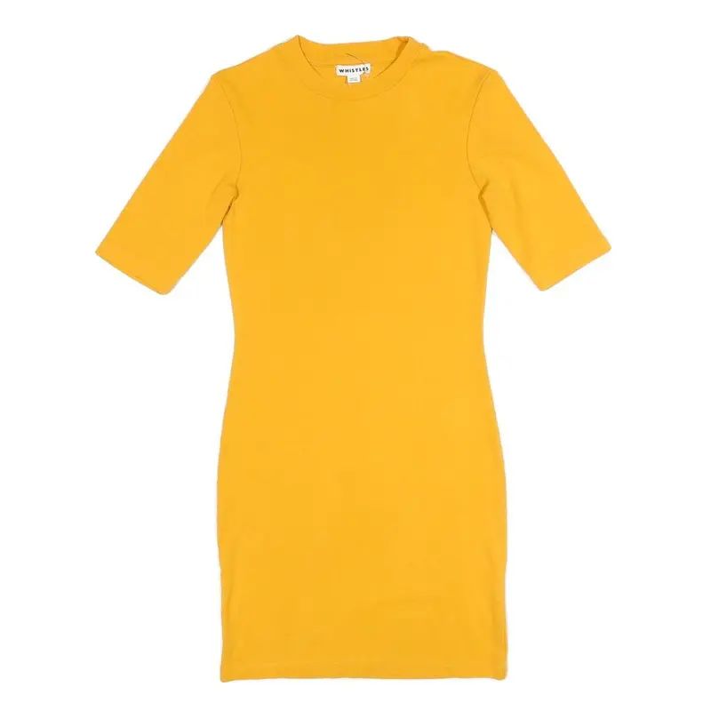 Whistles Womens Yellow Day Cotton Blend Bodycon Dress Uk 10 Knee Length Crew 1