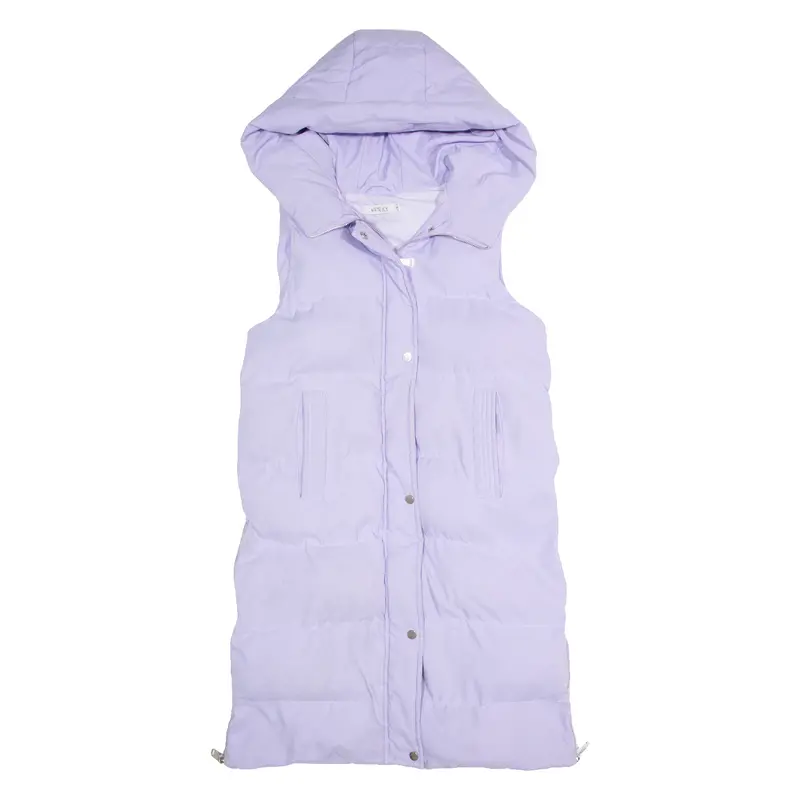White Icy Womens Puffer Gilet Purple Hooded S 1