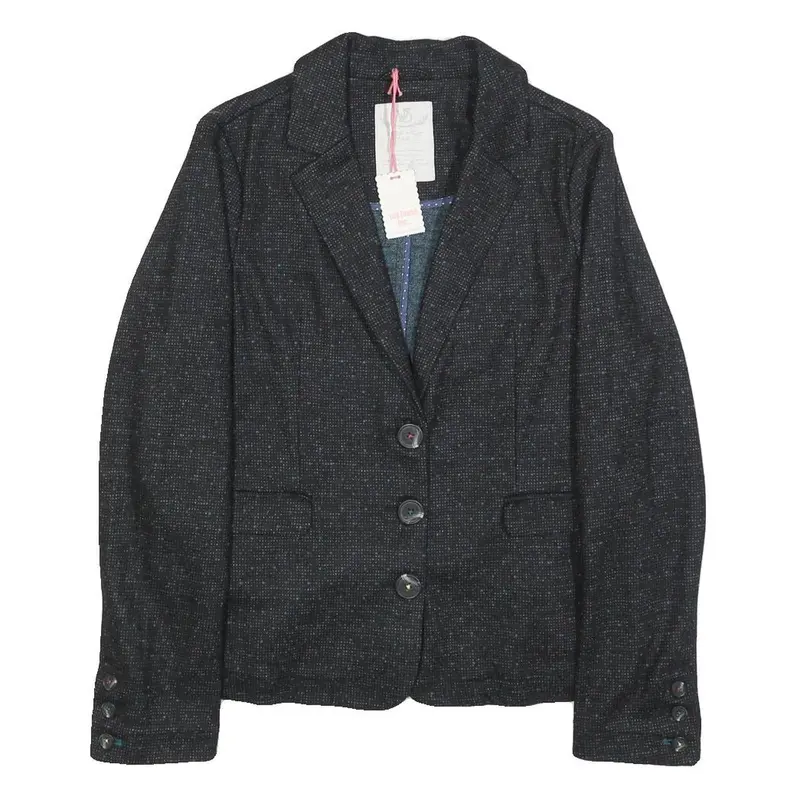 White Stuff Womens Black Wool Blend Blazer Tailored Button Uk 14 Plain Jacket 1