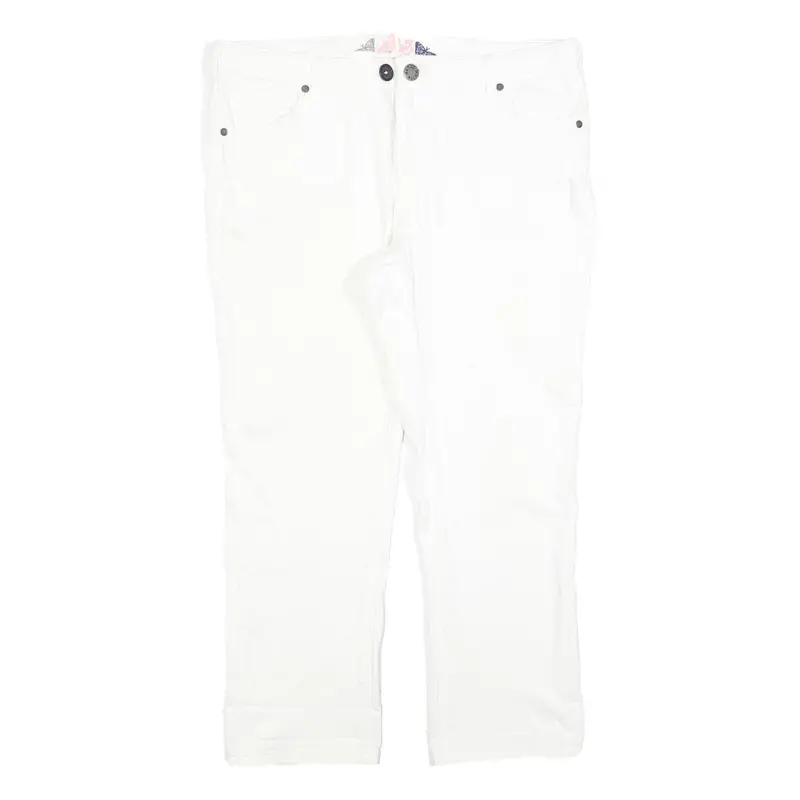 White Stuff Womens Jeans White Slim Straight Denim W34 L25 Zip Cotton Blend 1