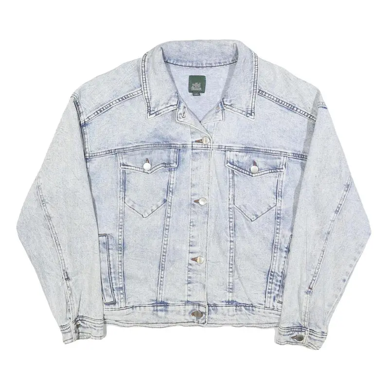 Wild Fable Womens Light Blue Cotton Denim Jacket L Classic Button Closure 1