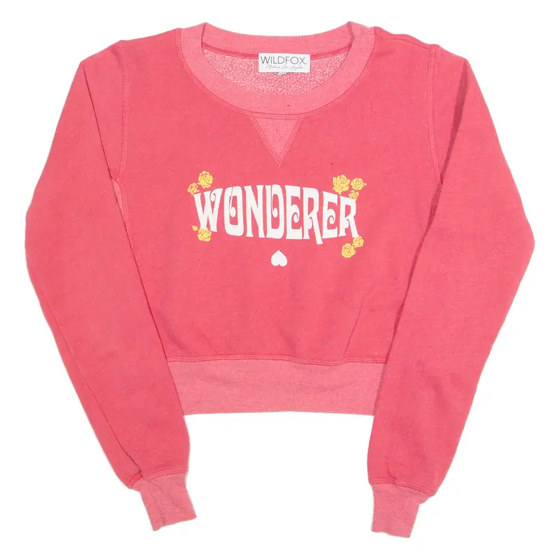 Wildfox Wonderer Cropped Womens Sweatshirt Pink Xs 1