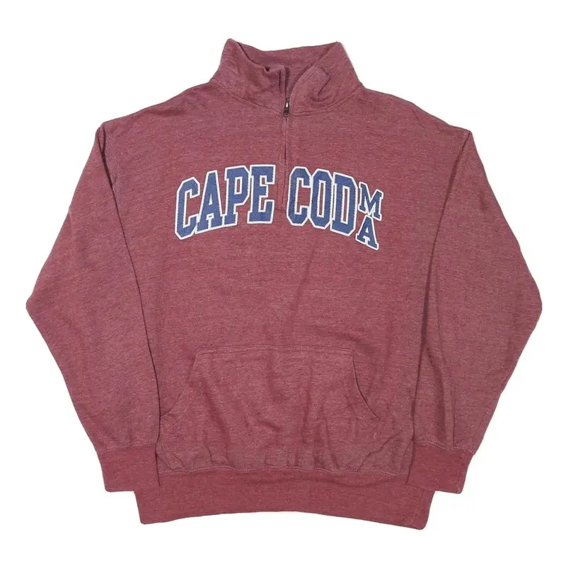 Wings Mens Maroon Cape Cod Printed Collared M Cotton Blend Sweatshirt Pullover 1