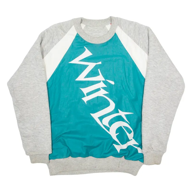 Winter Mens Sweatshirt Green Crew Neck 80S M 1