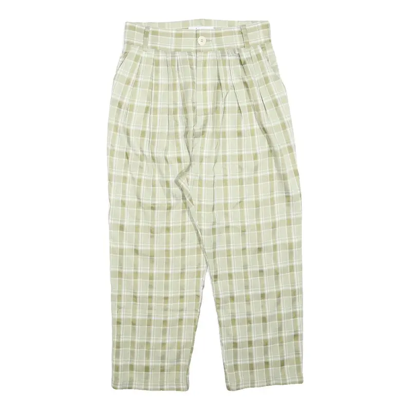 Wiya Womens Polyester Blend Green Relaxed Tapered Trousers W26 L22 Checked 1
