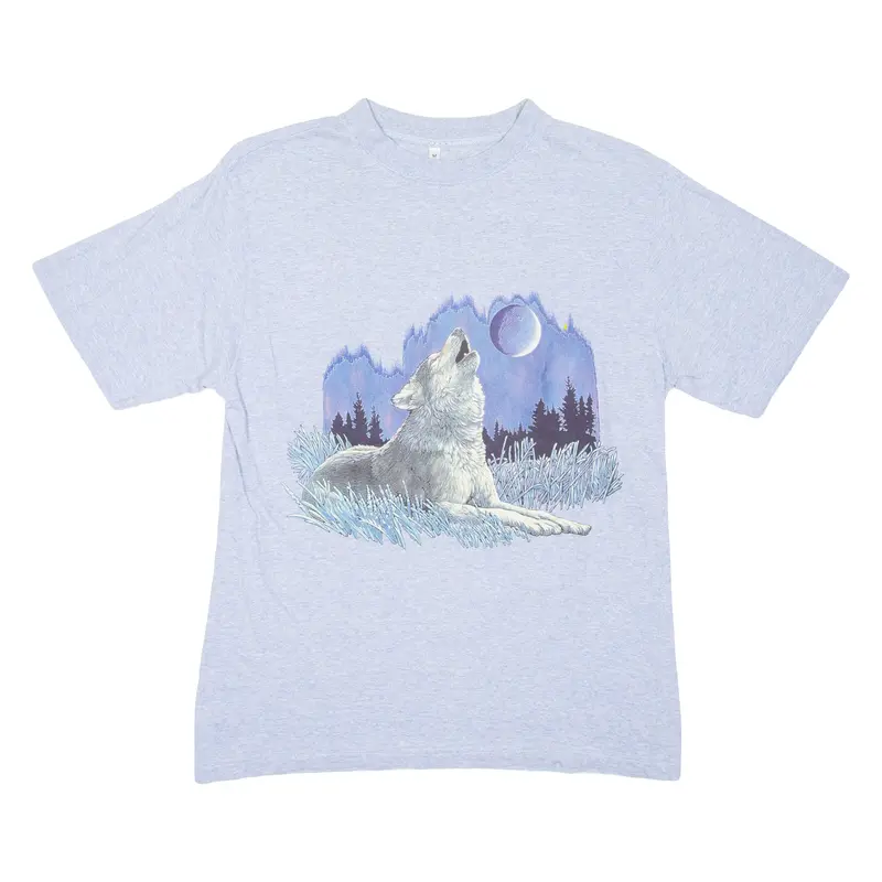 Wolf Mens T-Shirt Blue M 1
