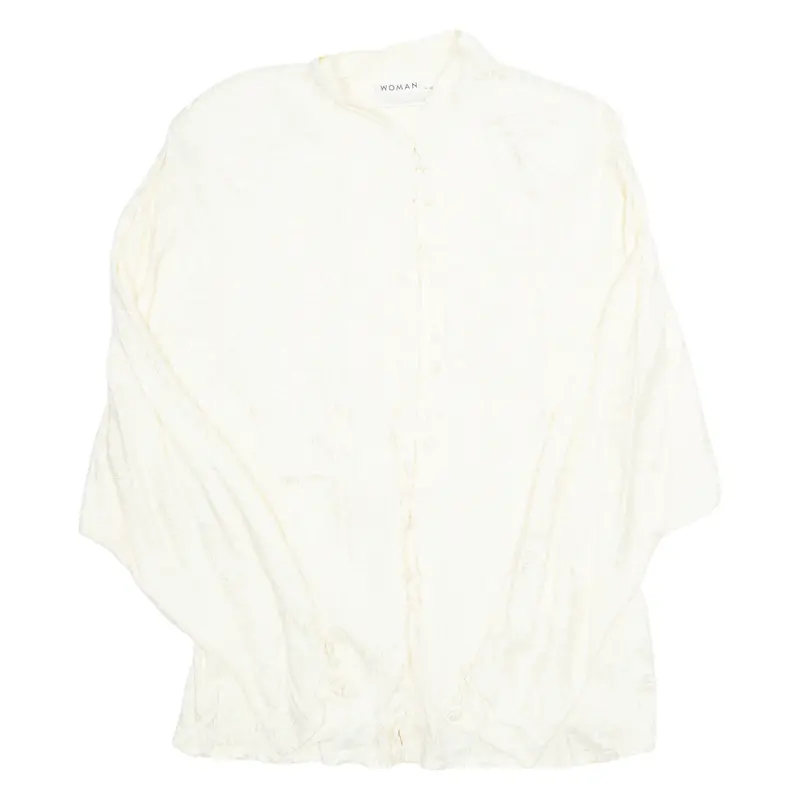Woman H&M Womens Blouse Beige Long Sleeve Viscose Floral L 1
