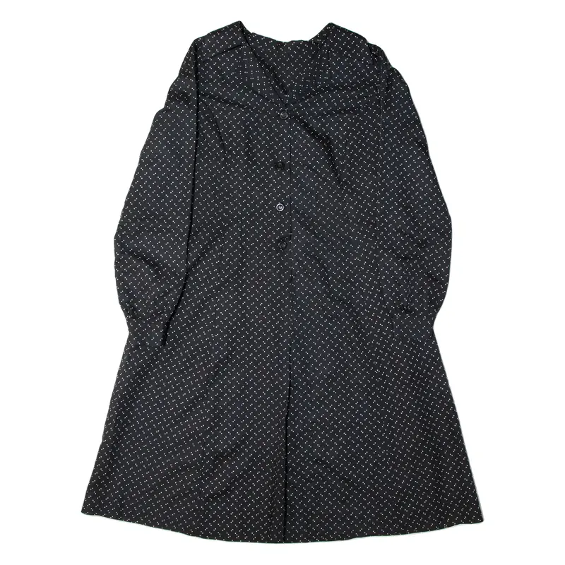Womens A-Line Dress Black Spotted Long Sleeve Midi M 1