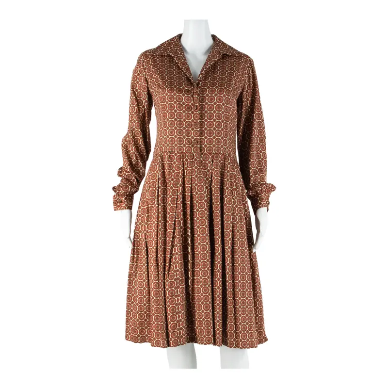 Womens A-Line Dress Red Spotted Long Sleeve Midi M 1