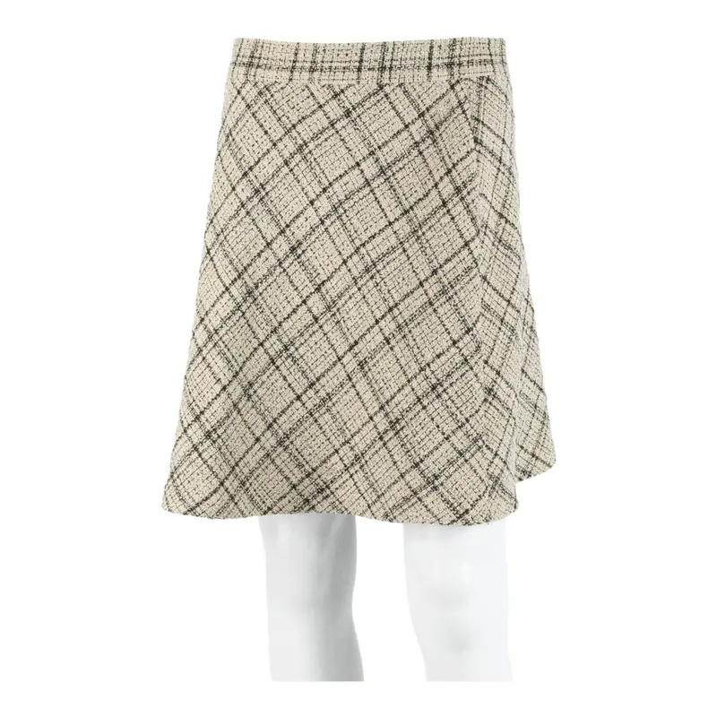 Womens A-Line Skirt Beige Short Check M 1