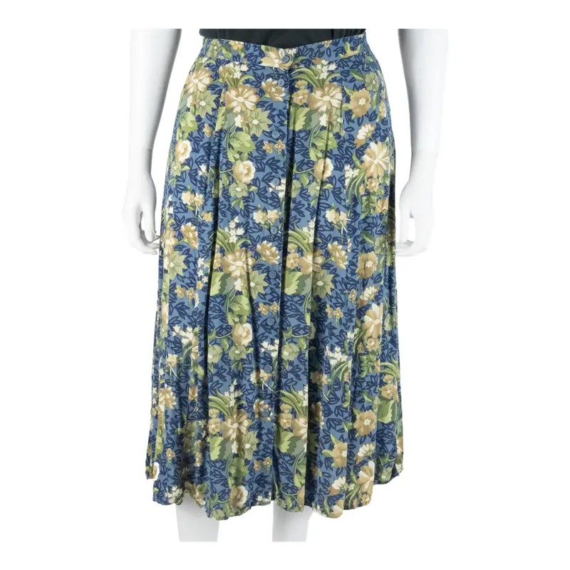 Womens A-Line Skirt Blue Midi Floral M 1