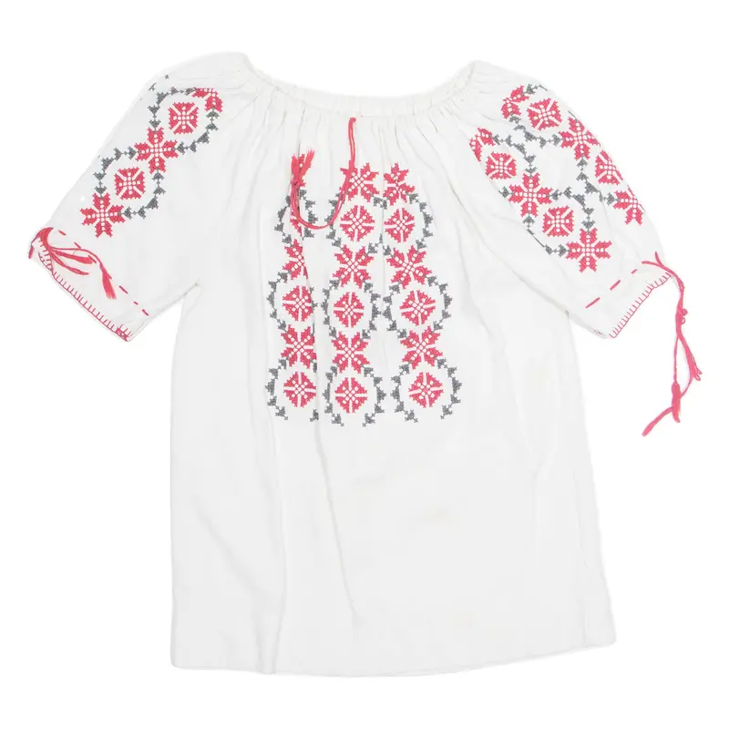 Womens Bardot Shirt White Crazy Pattern M 1