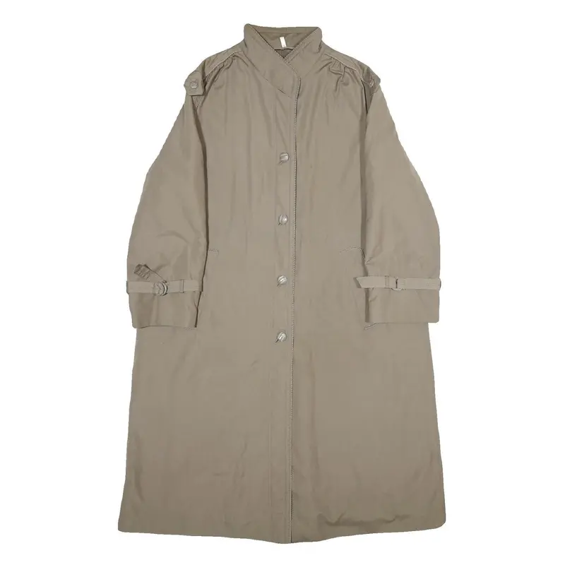 Womens Beige Button Front Classic Jacket Uk 16 Polyester Blend Long Sleeve 1