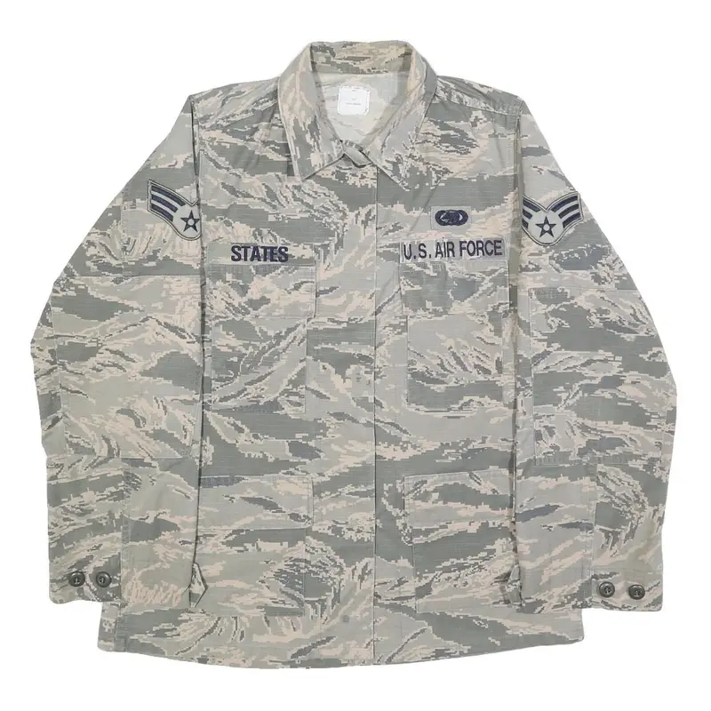 Womens Beige Camouflage Military Cotton Blend Jacket M Button Closure Plain 1