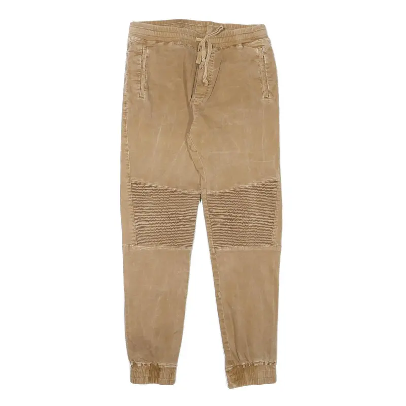 Womens Beige Cotton Blend Relaxed Drawstring Waist Trousers W28 L29 Casual 1