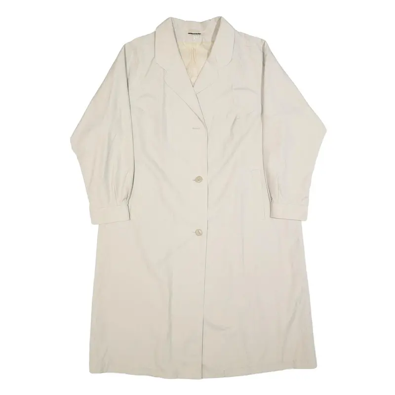 Womens Beige Cotton Plain Button Jacket Uk 18 Regular Fit Classic Style 1