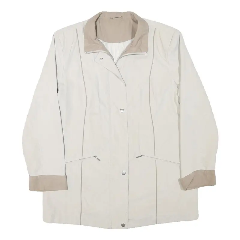 Womens Beige & Cream Zip Jacket M Polyester Blend Plain Long Sleeve Casual 1