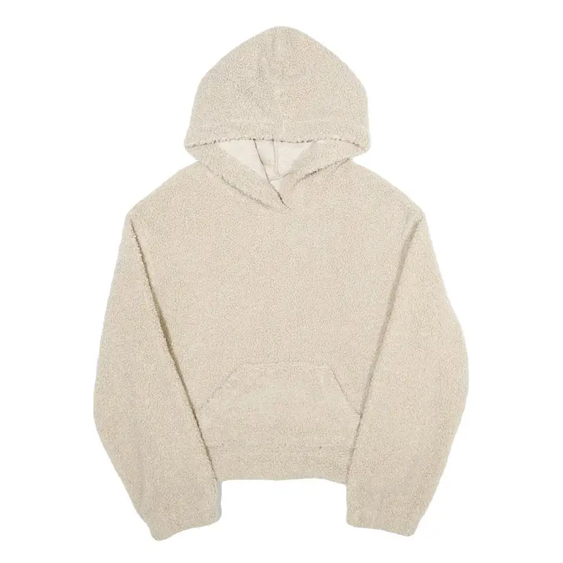 Womens Beige Fleece Hoodie S Soft Warm Pullover Hooded Sweatshirt 1