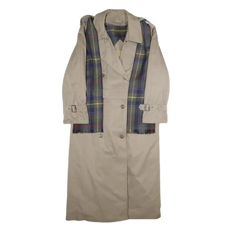 Womens Beige Polyester Blend Jacket Uk 10 Button Closure Classic Fit Tartan 1