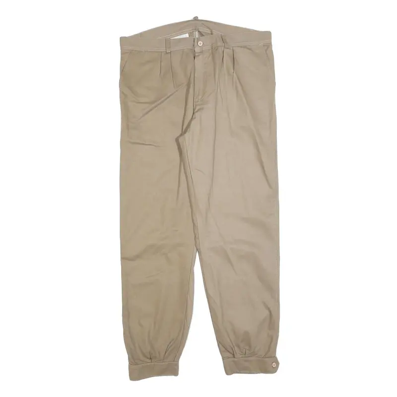 Womens Beige Relaxed Leg Trousers W36 L32 Zip Closure Lightweight Summer Casual 1
