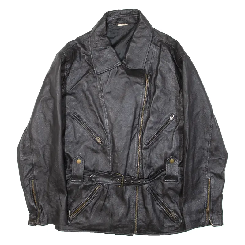 Womens Biker Jacket Black Leather Uk 12 1