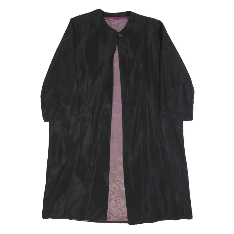 Womens Black Button Polyester Blend Classic Jacket L Plain Button Closure 1