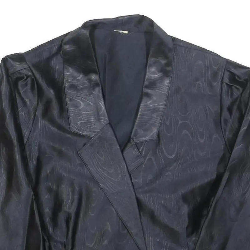 Womens Black Button Polyester Blend Cropped Jacket S Satin Effect Pattern 2