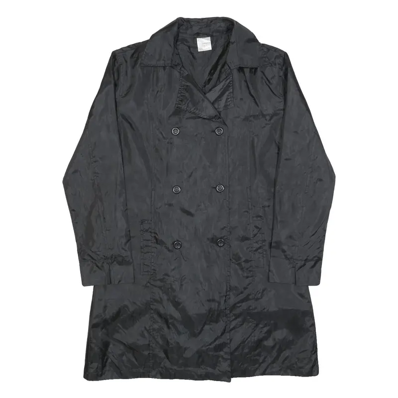Womens Black Button Polyester Blend Jacket M Plain Classic Button Closure 1