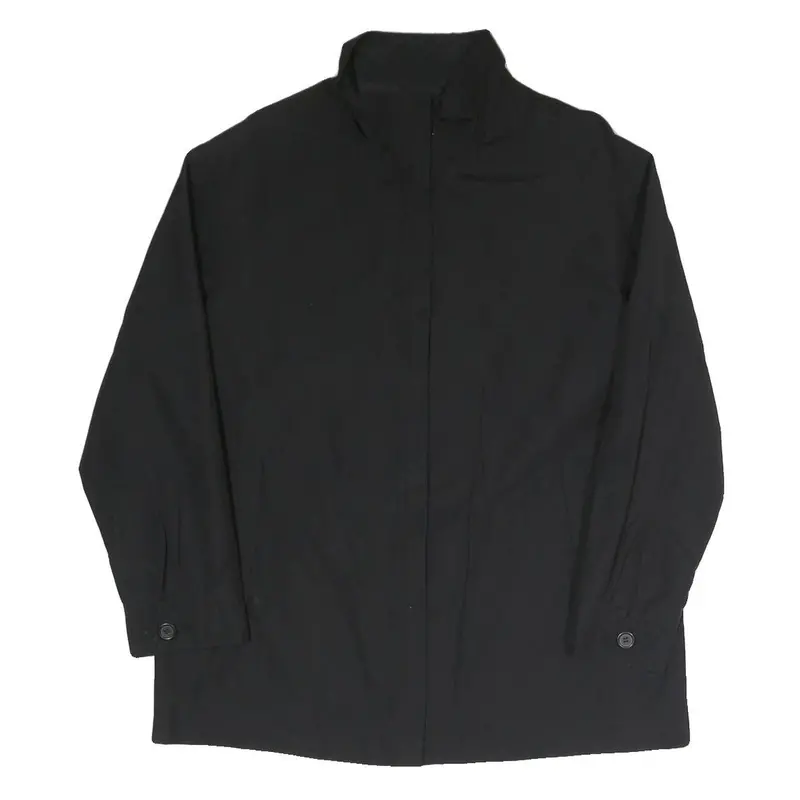 Womens Black Classic Jacket L Polyester Blend Plain Zip Closure Long Sleeve 1