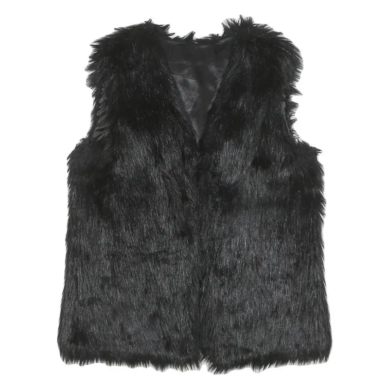 Womens Black Faux Fur Jacket M Polyester Blend Classic Soft Warm Stylish 1