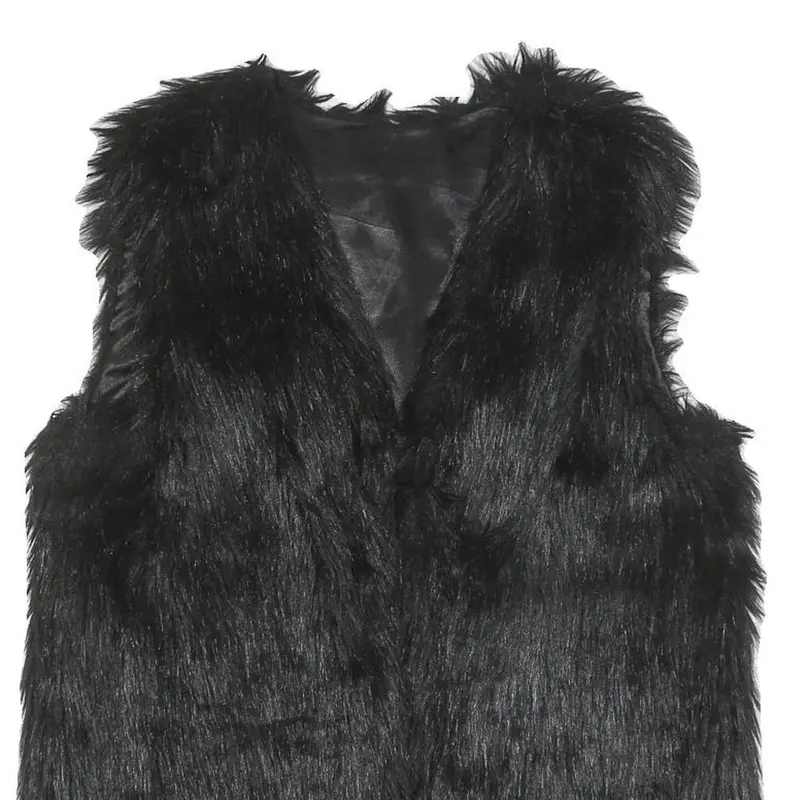 Womens Black Faux Fur Jacket M Polyester Blend Classic Soft Warm Stylish 2