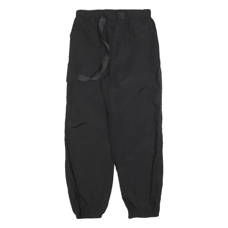 Womens Black Joggers M W28 L30 Relaxed Tapered Polyester Blend With Elastic 1