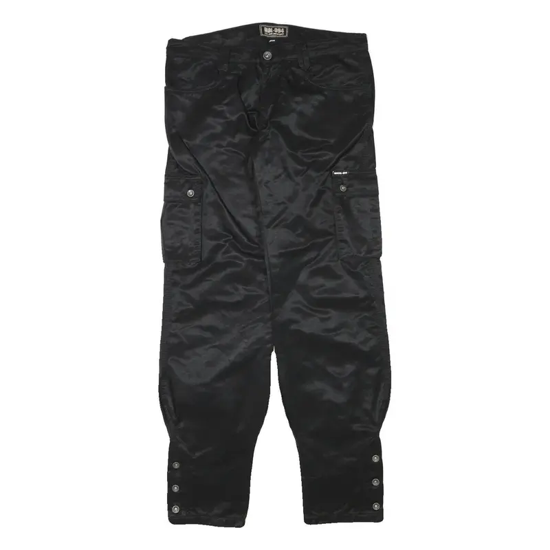 Womens Black Polyester Blend Relaxed Cargo Trousers W31 L31 Stylish Functional 1