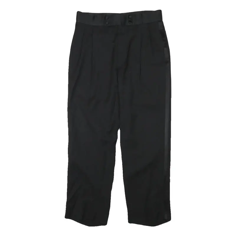 Womens Black Regular Fit Straight Leg Trousers W30 L25 Polyester Blend Zip 1