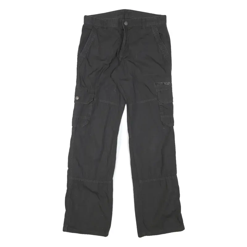 Womens Black Relaxed Cargo Trousers W30 L31 Cotton Blend Zip Pockets Casual 1