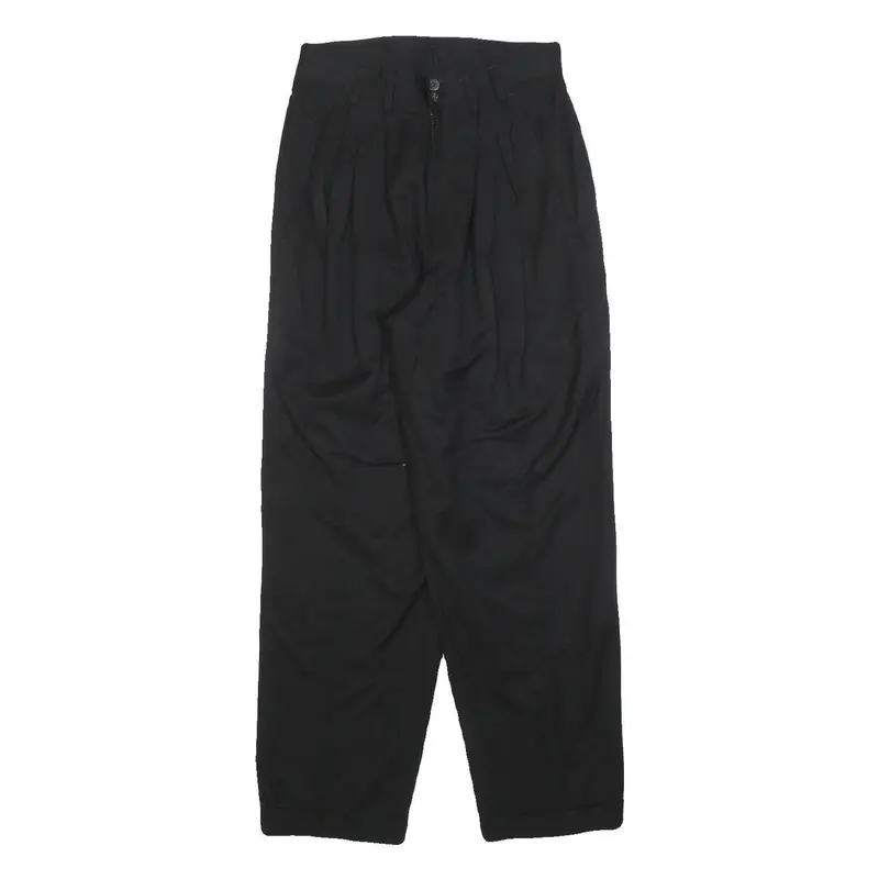 Womens Black Relaxed Zip Trousers W26 L28 Comfortable Casual Straight Leg 1
