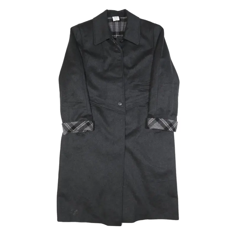 Womens Black Wool Blend Plain Button Jacket Uk 16 Classic Fit Long Sleeve 1