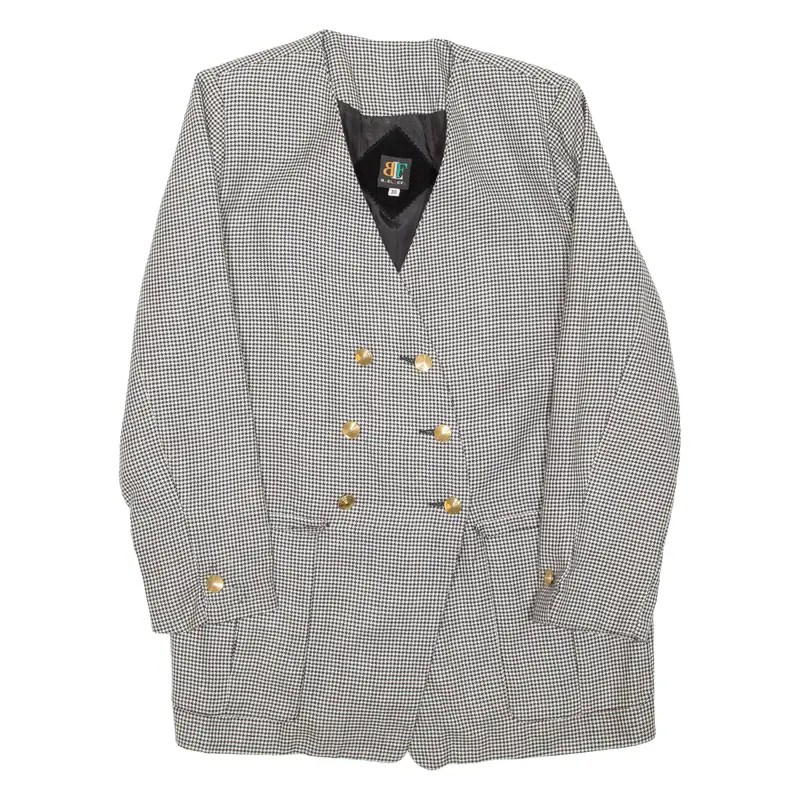 Womens Blazer Coat Black Houndstooth S 1