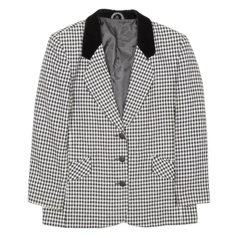 Womens Blazer Coat Black Houndstooth Uk 14 1