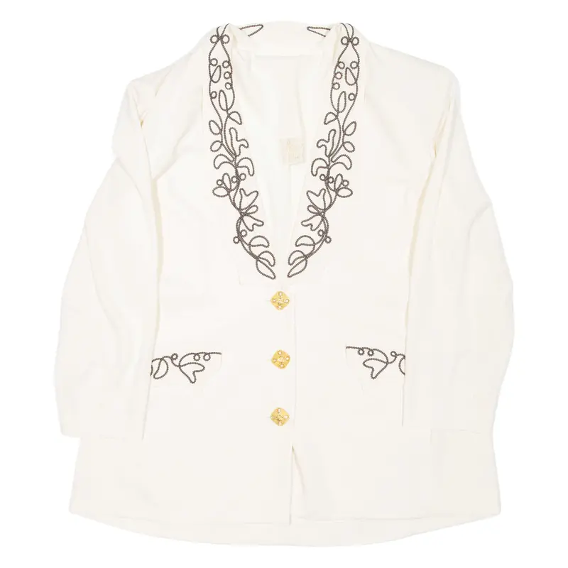 Womens Blazer Coat Cream L 1