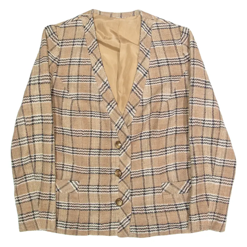 Womens Blazer Jacket Beige 90S Check S 1