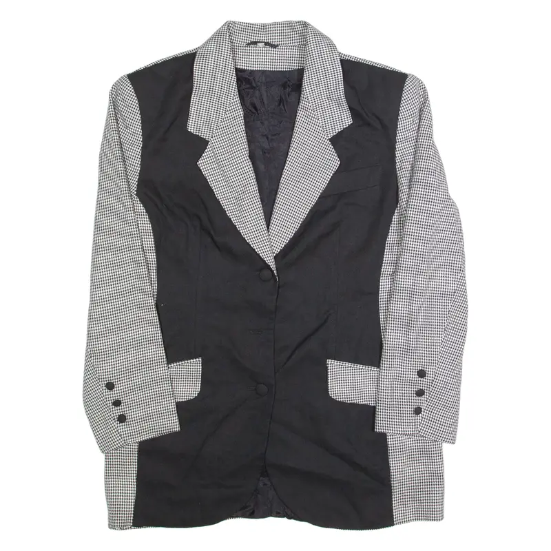 Womens Blazer Jacket Black 90S Houndstooth Uk 12 1