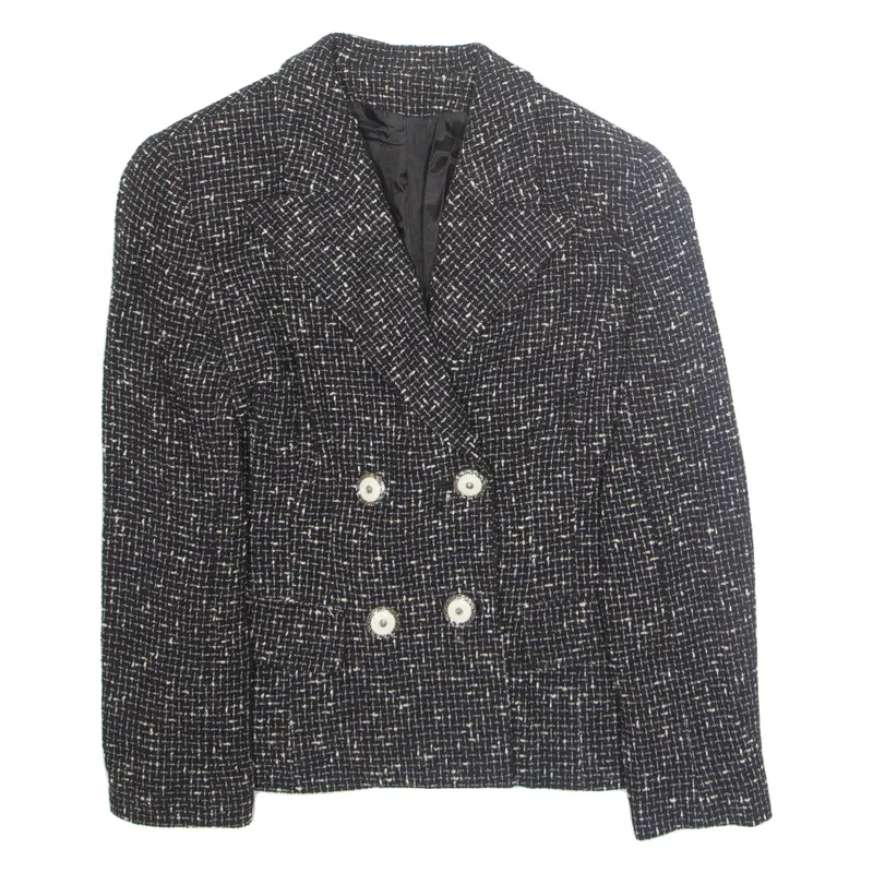 Womens Blazer Jacket Black Check M 1