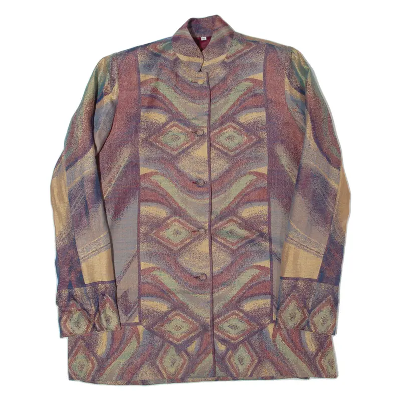 Womens Blazer Jacket Blue 90S Crazy Pattern M 1