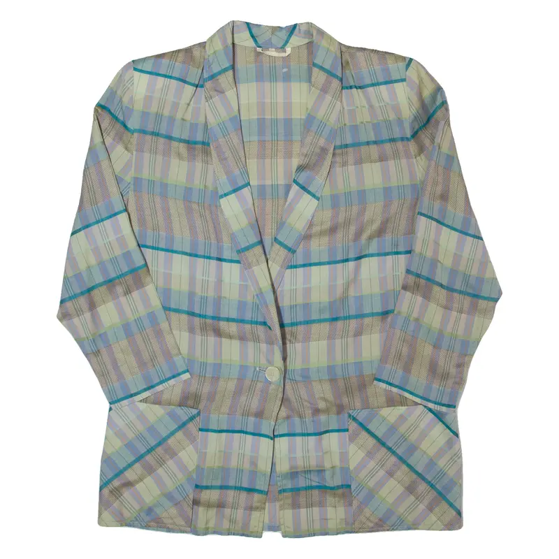 Womens Blazer Jacket Grey 90S Check M 1