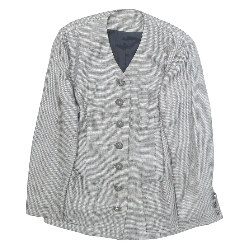 Womens Blazer Jacket Grey Houndstooth M 1