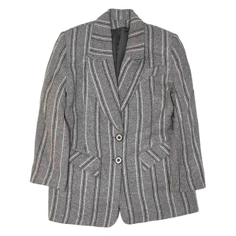 Womens Blazer Jacket Grey Striped M 1